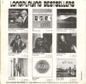 Le verso de la pochette différent du pressage français.