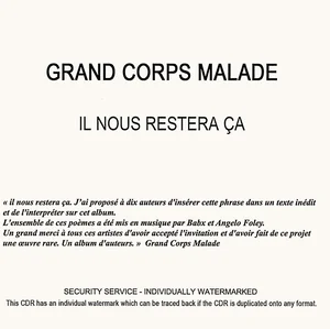 2015, 
Grand Corps Malade : "Il nous restera ça", 
Renaud : "Ta batterie",
CD watermarké.