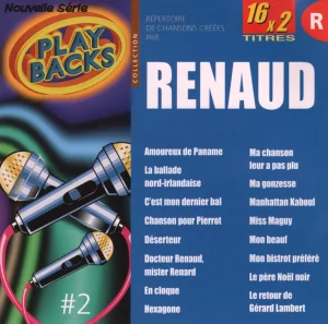2001,
"Play-backs volume 288, #2",
spécial Renaud, 12 titres,
PL 22288 CODE 875,
Éditions Pluriel.