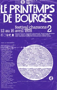 1978,
"Le printemps de Bourges",
Programme des différentes scènes : 
Renaud le dimanche 16 avril au Grand Théatre m.c.
