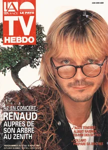 Août 1990,
"L'Alsace, TV hebdo, supplément de l'Alsace le pays",
Renaud auprès de son arbre,
1 page.