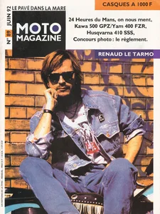 Juin 1992,
"Moto magazine N°89",
le chanteur en colère,
4 pages.