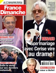 Mai 2024,
"France Dimanche N°4054",
Renaud : son mariage vire au cauchemar !
1,5 page.