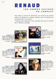 1993,
"Les années Polydor en compact",
publicité pour différents albums et live,
recto/verso en papier cartonné.