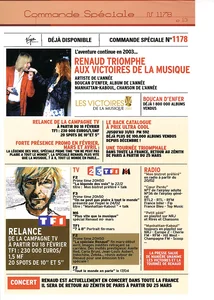 2003,
"Boucan d'enfer",
campagne publicitaire pour l'album et de nombreux autres CDs,
recto/verso en papier glacé.