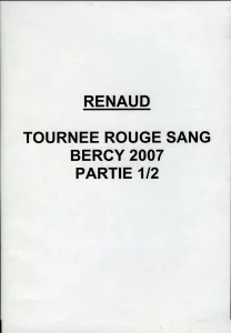 "Tournée Rouge Sang",
DVD d'écoute 1.
