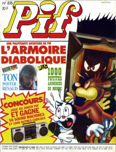 1986,
"Pif N°876",
Poster de Renaud.