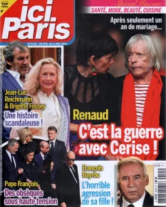 Avril - Mai 2025,
"Ici Paris N°4165",
Renaud : c'est la guerre avec Cerise,
1,5 page.